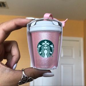 Starbucks Ceramic Pink Glitter Ornament